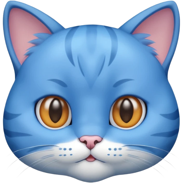 cute blue cat with a large head and simple facial features emoji