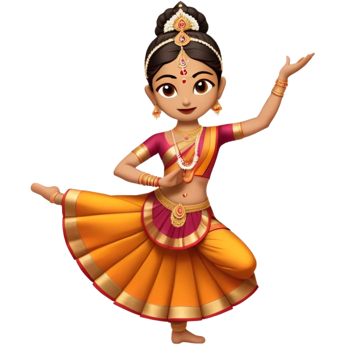 cinematic-realistic-bharatanatyam-dance-emoji,-depicted-as-an-elegant-classical-indian-dance-performance-with-graceful-poses,-intricate-costumes,-and-expressive-hand-gestures,-rendered-with-rich-textures-and-warm-dramatic-lighting, single dancer emoji