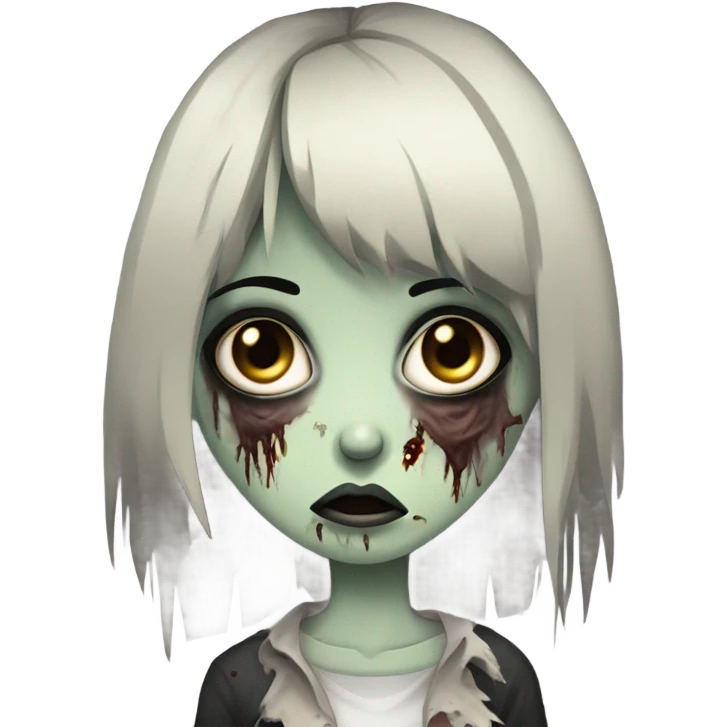 zombie girl with bangs black hair emoji