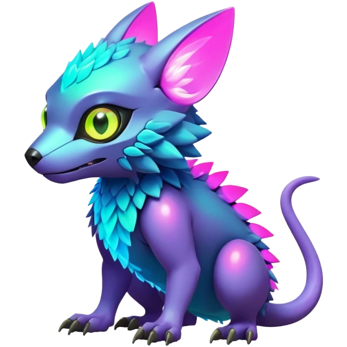 Tropical futuristic lush warm-colored modern colorful neon-colored cyber-Fakémon-Digimon-Trico-creature emoji