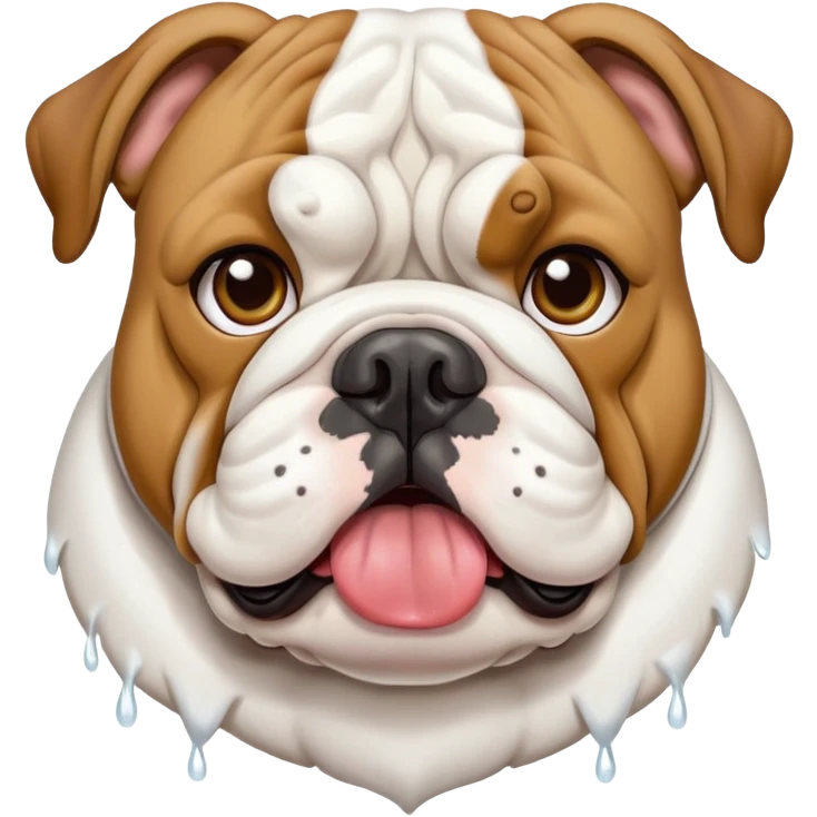 English bulldog with a permit in its mouth emoji