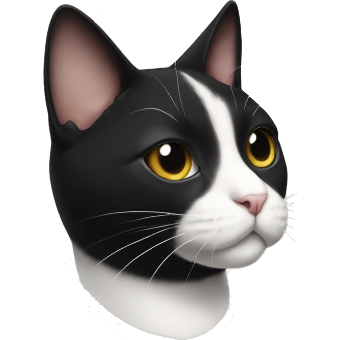 tuxedo cat with a face that looks like an upside down heart in white above nose fur is black emoji