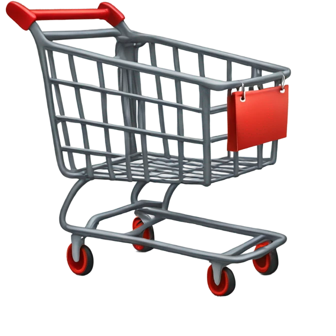 A shopping cart without wheels, symbolizing a stuck order or lack of sales. emoji