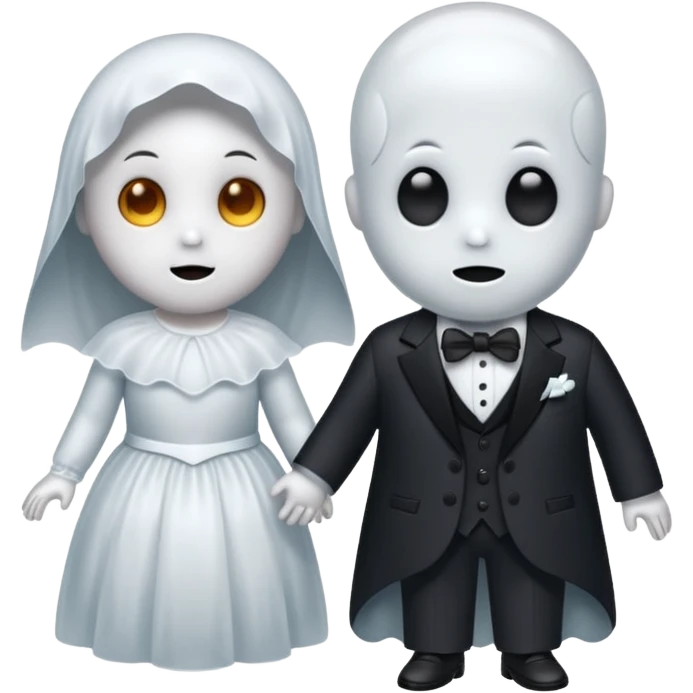 Cute ghost together his ghost girlfriend, style 1930s  emoji