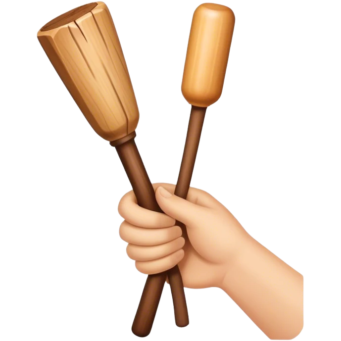 Hand holding Woodstick emoji