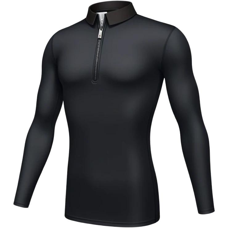 Long sleeve black spandex shirt with collar and zip to the chest emoji