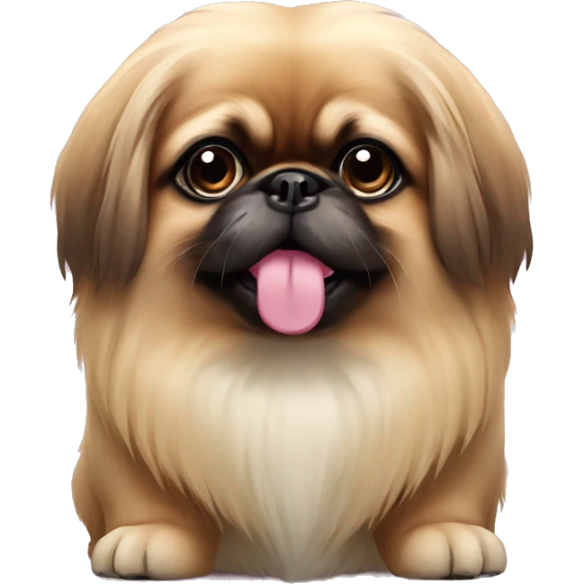 Pekingese with pink emoji