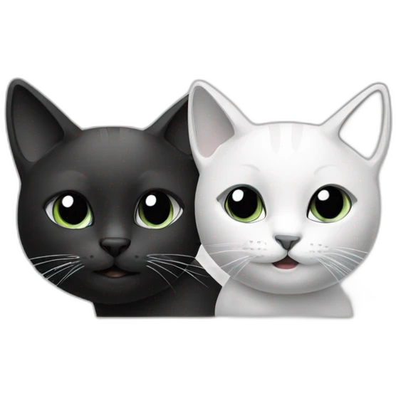two cats - black and white emoji