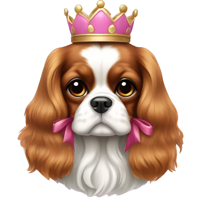 Pretty King Charles spaniel with pink bow emoji