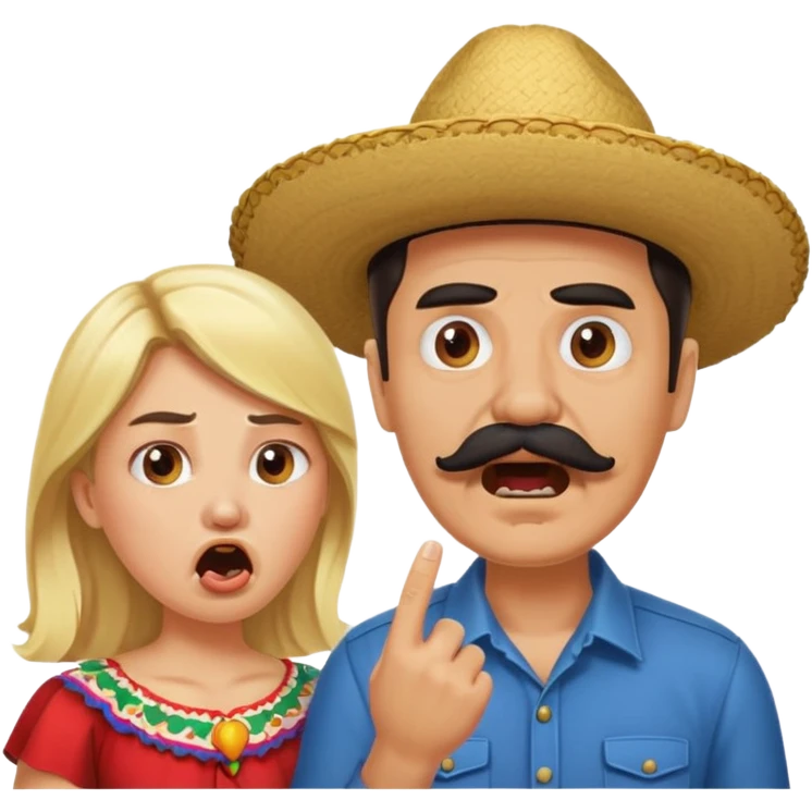 mexican yelling at a sad blonde emoji