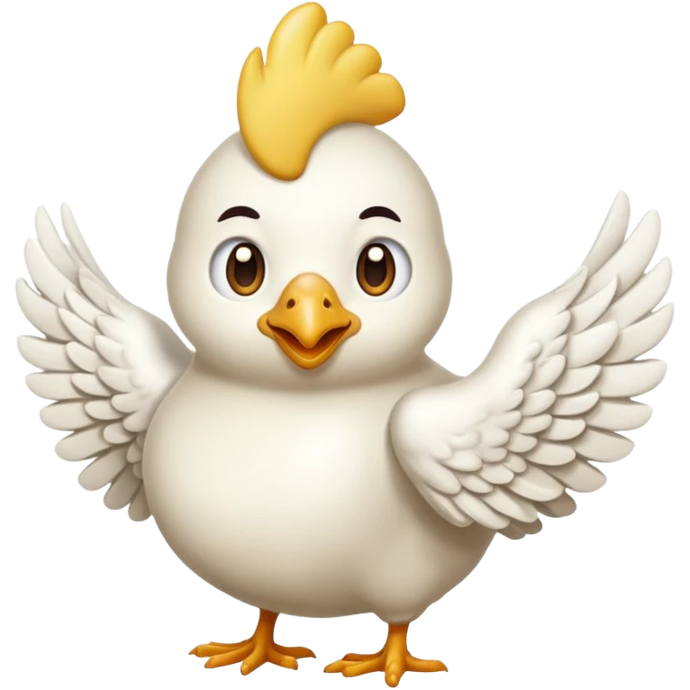 Me podrías hacer un emoji de un pollo con alas de ángel y cuernos de pony emoji