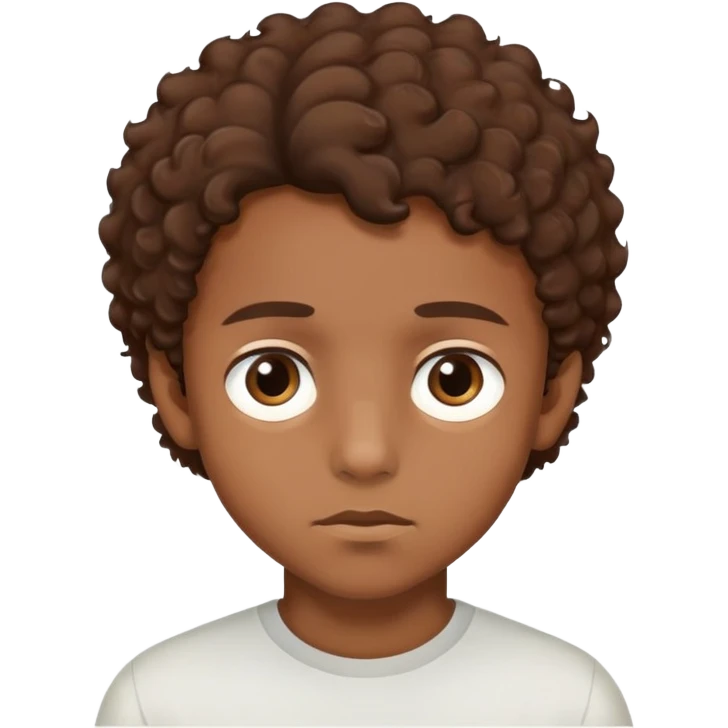 boy with brown slightly curly hair and blank stare emoji