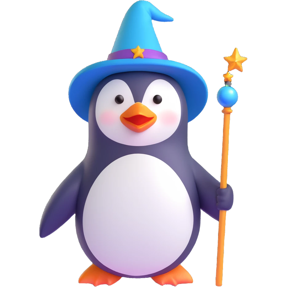 A penguin wizard emoji