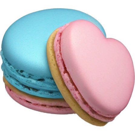Blue Realistic isolated heart shaped macaron cookie laying down flat emoji