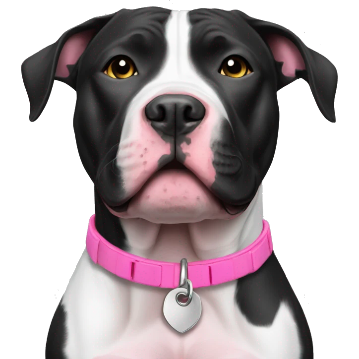 Black and white pit bull pink collar emoji
