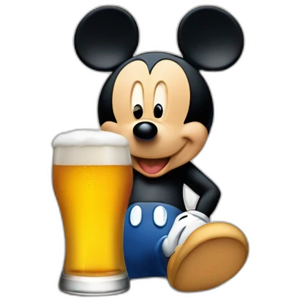 Mickey mouse qui boit une bière emoji