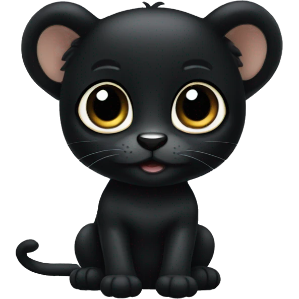 cute baby black panter with big eyes emoji
