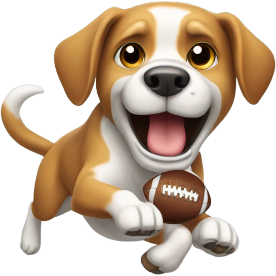 Dog playing football emoji