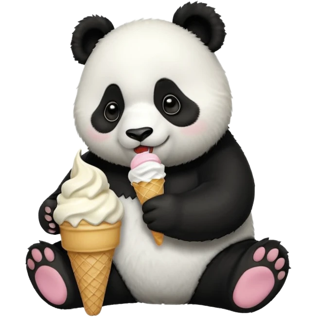 Panda eating ice cream emoji