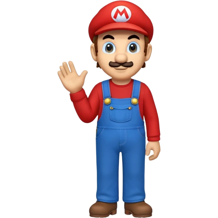 Mario character with red long sleeve shirt and blue overalls emoji