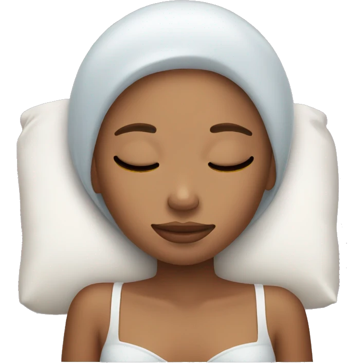 A girl with skincare sleeping emoji