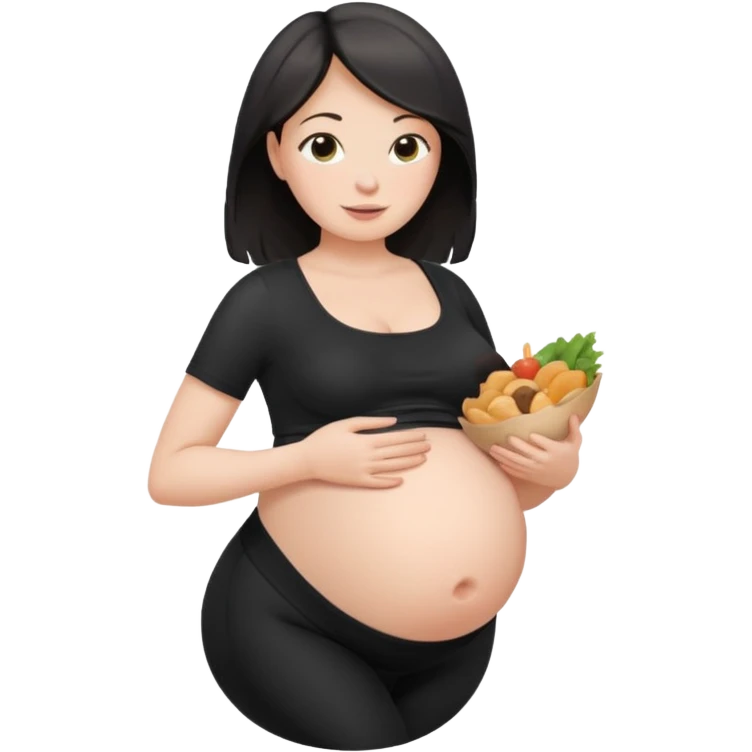 femme belly stuffing enceinte legging noir emoji