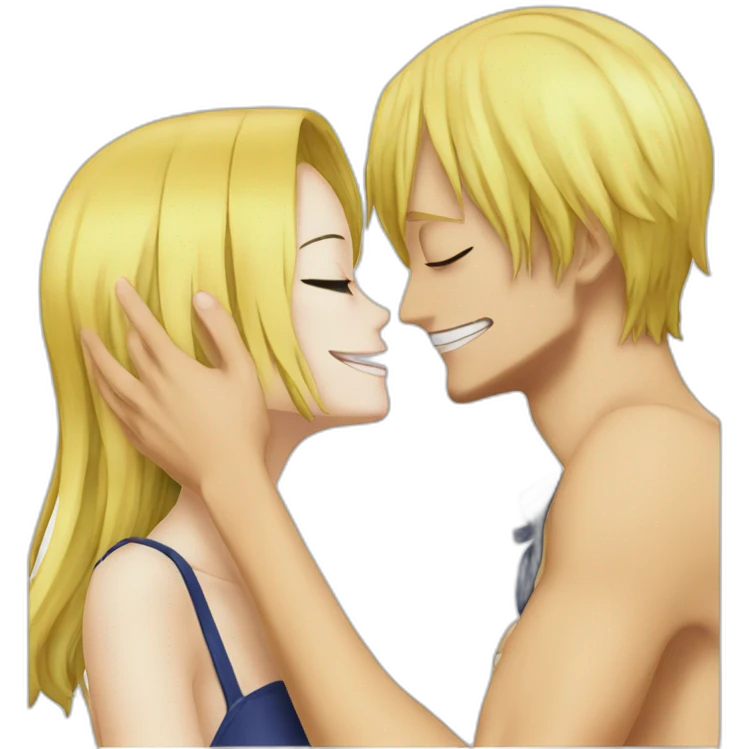 Nami from One Piece kissing Sanji from One Piece emoji