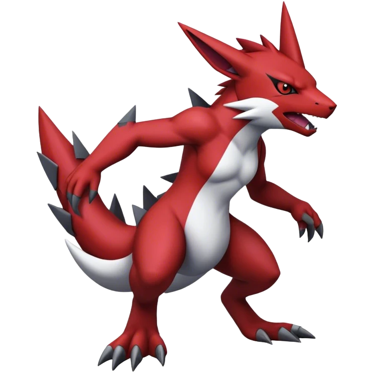 Edgy Cool Beautiful Guilmon-Zangoose-Zoroark, full body emoji
