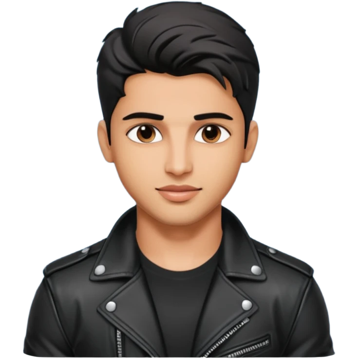 generate a pretty bratz siddharth malhotra, LEAN BUT MUSCULAR WEARING A black LEATHER JACKET emoji