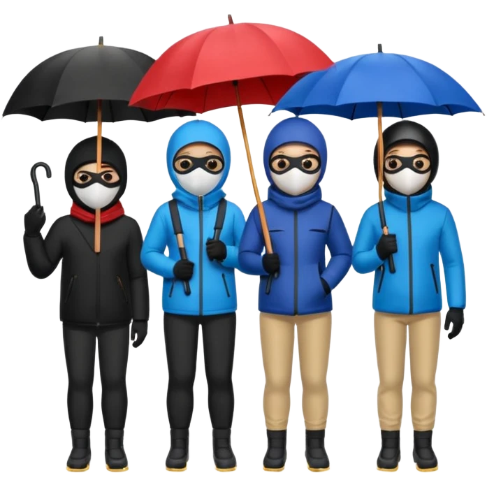 Ski mask people with umbrella  emoji