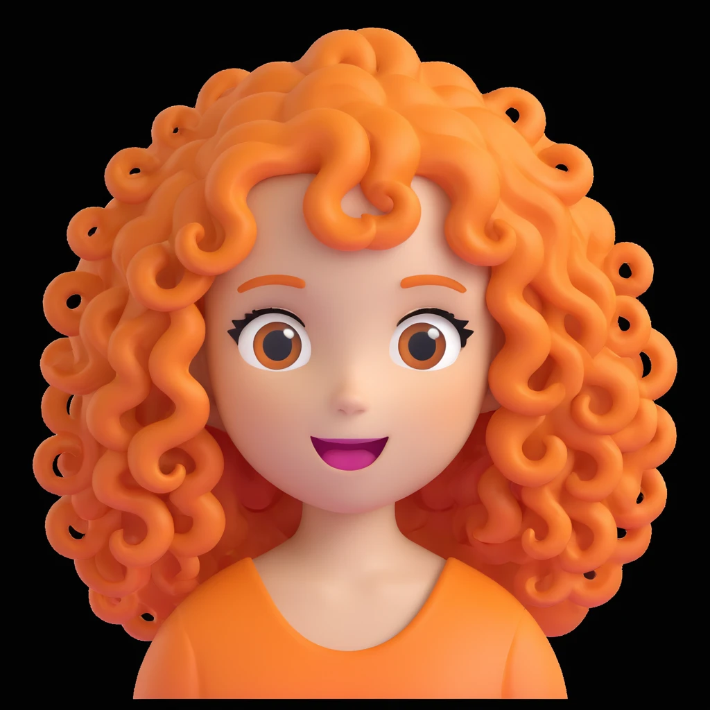 Ice Spice as a cute emoji with orange curly hair and playful expression emoji