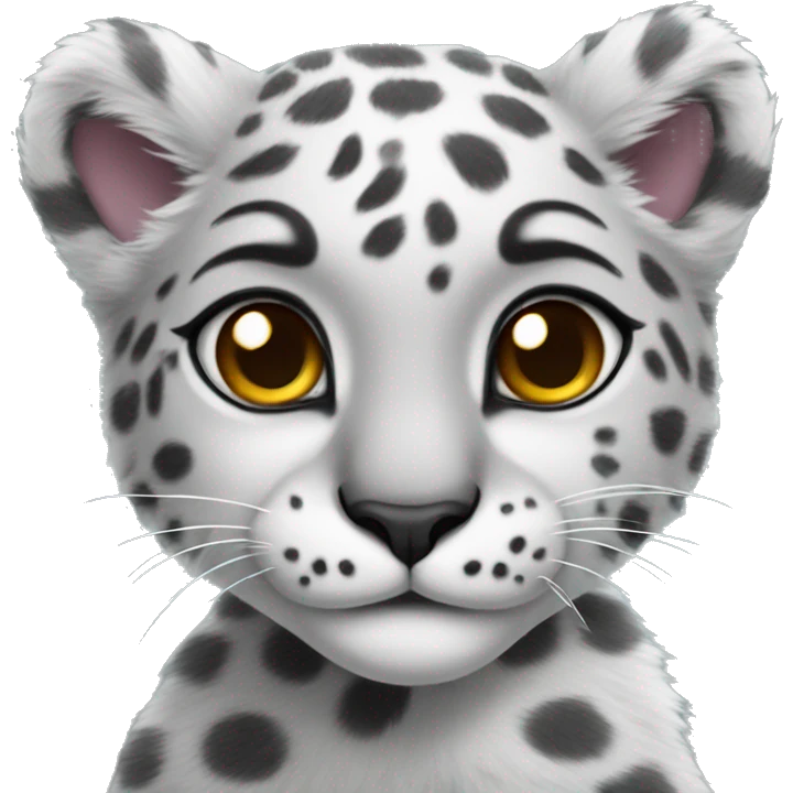 cute snow leopard shows a heart emoji