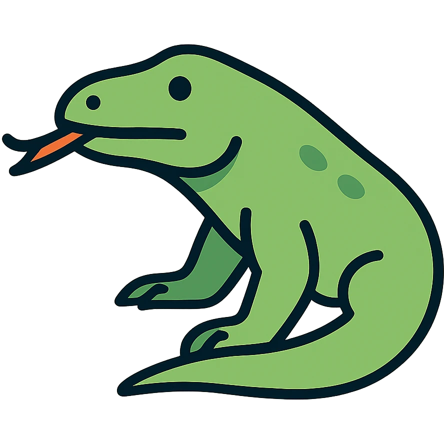A komodo dragon icon with green scales and distinctive reptilian features emoji