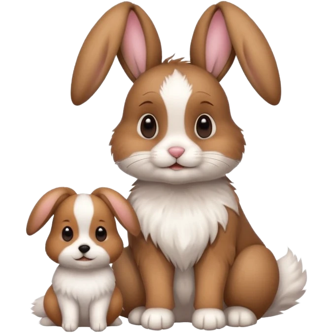 Bunny sitting with a dog emoji