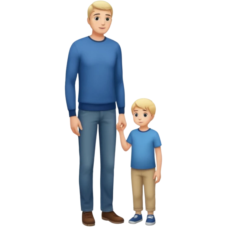 tall adult and small child looking each other, full body emoji