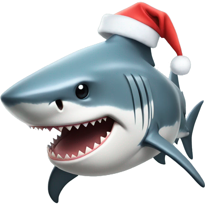 Shark with a christmas hat emoji