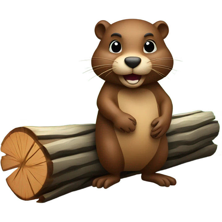 Beaver with a log emoji
