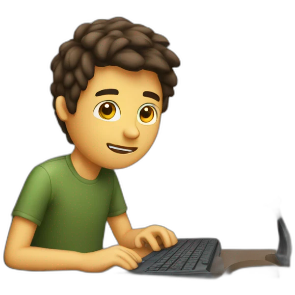 a guy coding 14 years old emoji