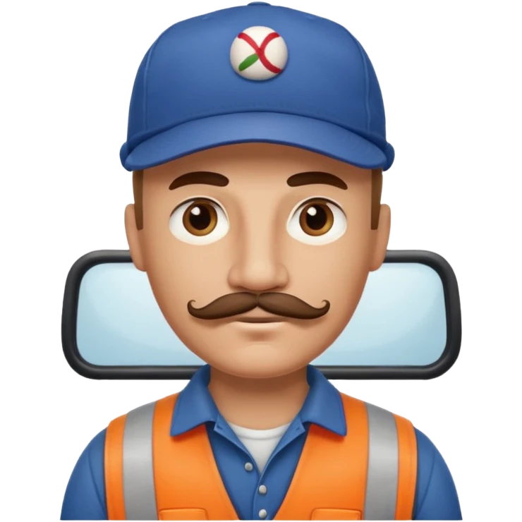 bald truck driver with a mustache and a baseball cap emoji