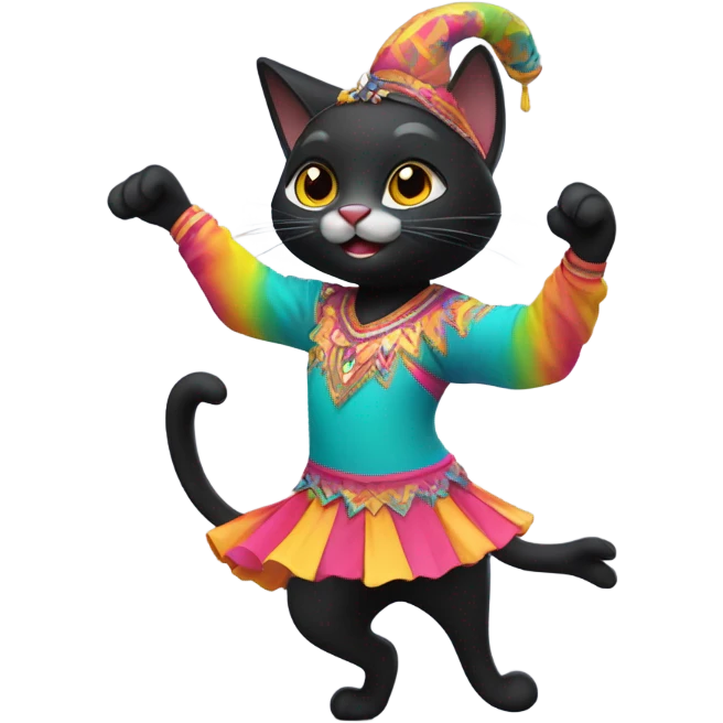 Black cat on dance contest  emoji
