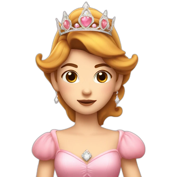 princess peach girl with tiara and brown hair emoji