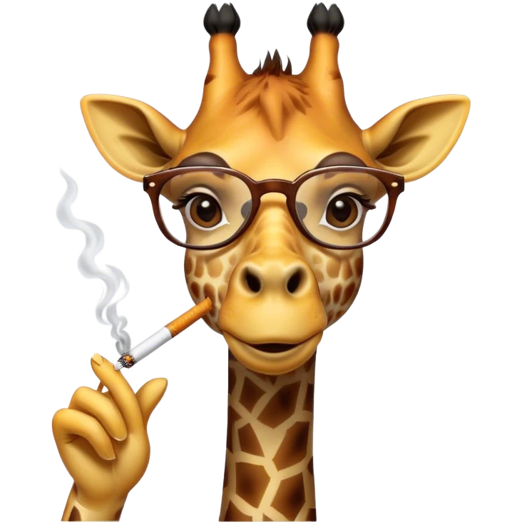 giraffe with glasses and a cigarette emoji