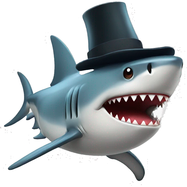 Shark with a top hat emoji