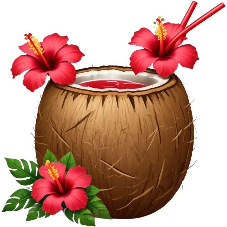 coconut drink with red flowers emoji