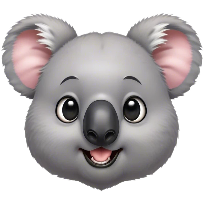 Cinematic Comical Koala Portrait Emoji, Head tilted dramatically with an exaggeratedly amused expression, featuring a quirky grey fur with a comically large black nose and wide, expressive eyes filled with playful disbelief, Simplified yet hilariously expressive features, highly detailed, glowing with a slightly sassy glow, high shine, dramatic yet playful, stylized with an air of cheeky eucalyptus mischief, bright and endearing, soft glowing outline, capturing the essence of a spirited and over‐the‐top koala, so meme‐worthy it feels like it could hug its way into internet fame instantly! emoji