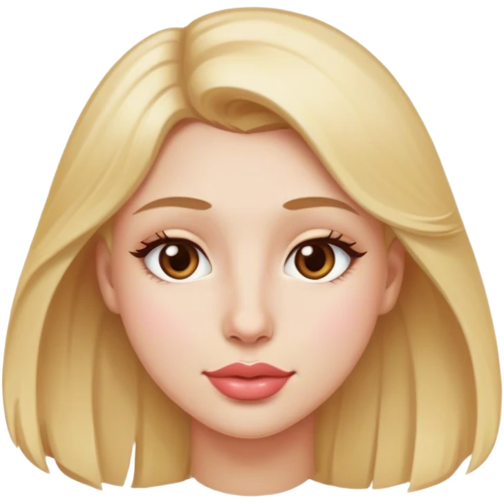 Cabello rubio, piel blanca, ojos cafés claros, labios rosa, nariz bonita  emoji