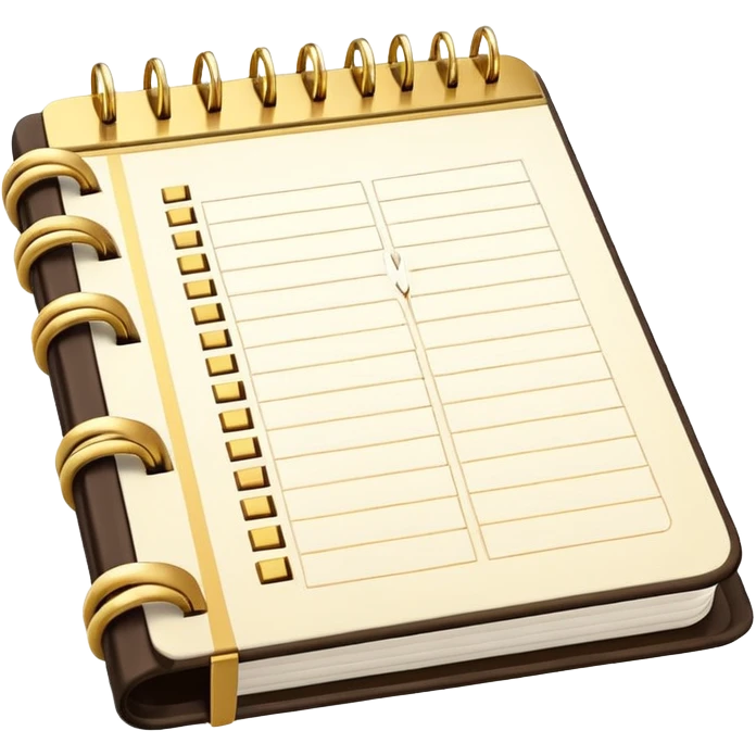 modern elegant planner with checkmarks emoji, 3D style, #ca816d or #faf1eb and gold, clean design emoji