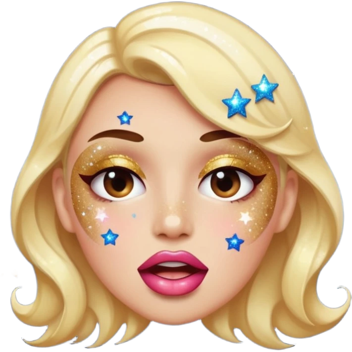 Labios mordiendo con estrellitas emoji