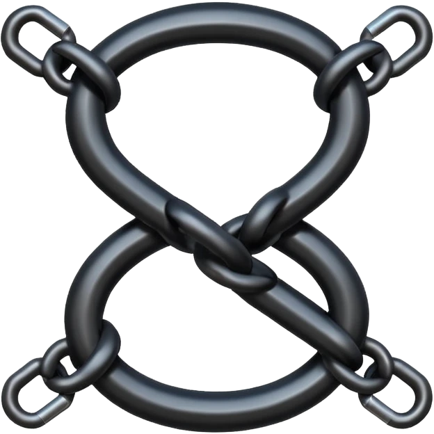 Emoji, gothic chain link shaped as number 8, forged from matte black steel, industrial form, subtle metal texture, no glow, no neon, flat emoji design, centered, transparent background emoji