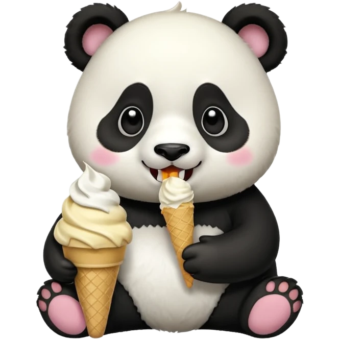 Panda eating ice cream emoji